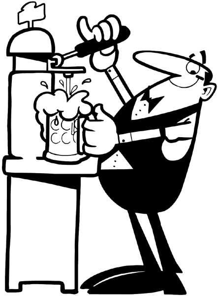 Bartender pouring beer from tap vinyl sticker. Customize on line. Restaurants Bars Hotels 079-0402
